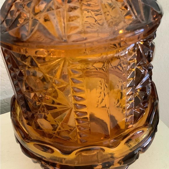 Indiana Glass Stars & Bars Amber Fairy Lamp - Picture 2 of 7